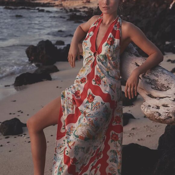 Anthropologie Celadine Halter Midi Scarf Dress - Picture 1 of 10